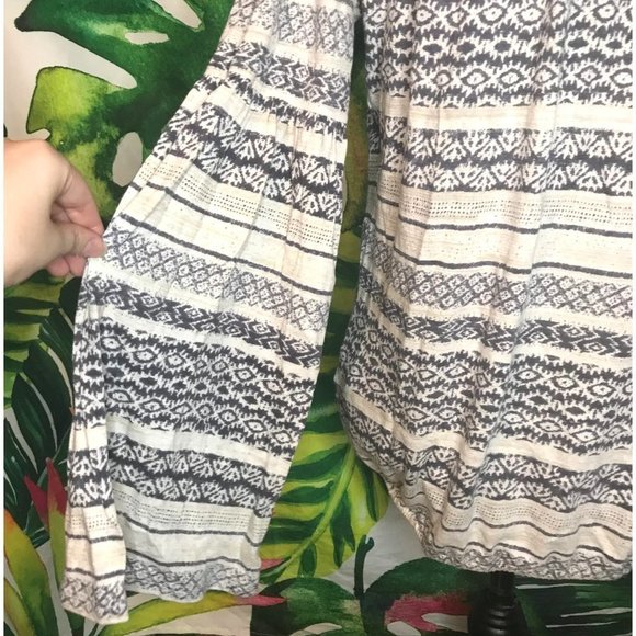 Lucky Brand Women's Medium Grey Beige Long Sleeve Boho Fall Cute Blouse - Picture 6 of 9